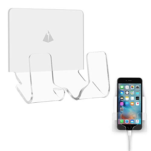 Product Cover TXesign Adhesive Wall Phone Holder Mount for Smartphones iPhone External Battery Wall Holder Mount (Silky White & Transparent)