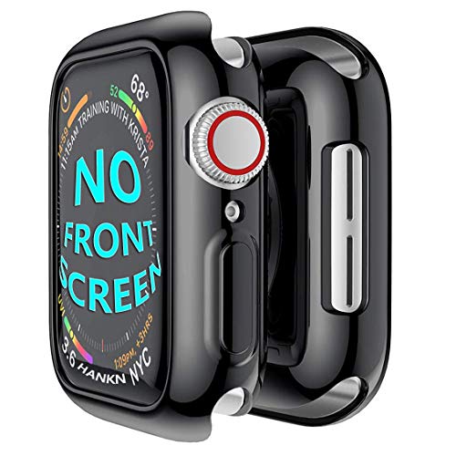 Product Cover Hankn for Apple Watch Case Black 44mm, Soft TPU Plated Anti-Scratch Shock-Proof Protective Iwatch Cover Slim Bumper for Apple Watch Series 4 / Series 5 (Black, 44mm)