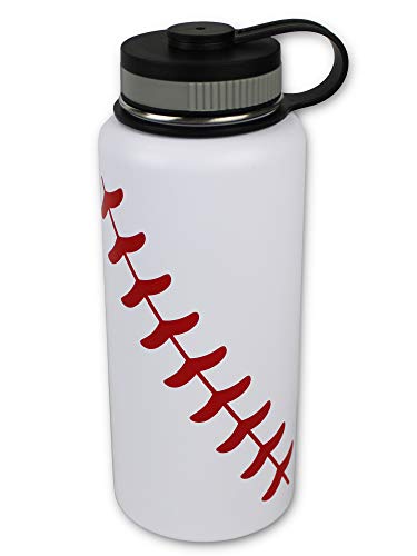 Product Cover Urbanifi Water Bottle Baseball Softball 32 oz Gift for Mom Men Kids Flask Sports Travel Waterbottle, Stainless Steel, Vacuum Insulated Tumbler, Keeps Water Cold for 24, Hot for 12 Hours (Baseball)