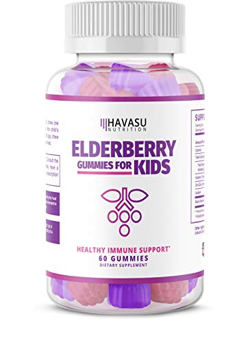 Product Cover Havasu Nutrition Elderberry Gummies for Kids 50mg -Immune System Support - Cold Relief - Premium Natural Ingredients - NO Gelatin, NO Fructose Corn Syrup, Gluten Free -Natural Ingredients, 60 Gummies