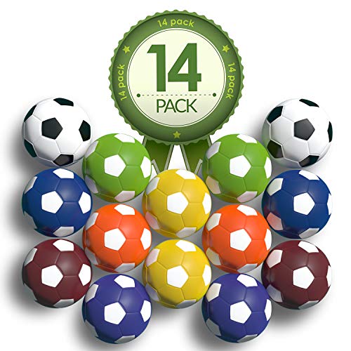 Product Cover Colonel Pickles Novelties Foosball Table Replacement Foosballs- 14 Pack - 36mm Game Tabletop Size - Multi Colored Tabletop Soccer Balls