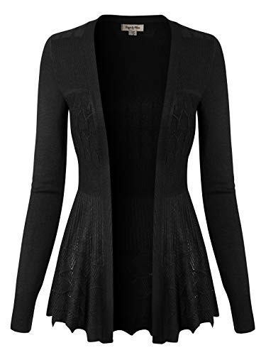 Product Cover Design by Olivia Women's Long Sleeve Crochet Knit Draped Open Sweater Cardigan