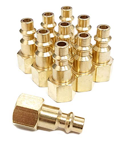 Product Cover Air Hose Fittings And Quick Connect Air Fittings, 1/4 Inch NPT Brass Female Air Coupler Plug (10 Piece) Industrial Type D, Air Compressor Fittings