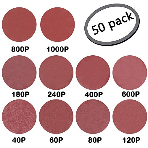 Product Cover GeBot 50PCS 9-Inch NO-Hole PSA Aluminum Oxide Sanding Disc Self Stick Assorted 40/60/ 80/120/ 180/240/ 400/600/ 800/1000 Grits (9 Inch)