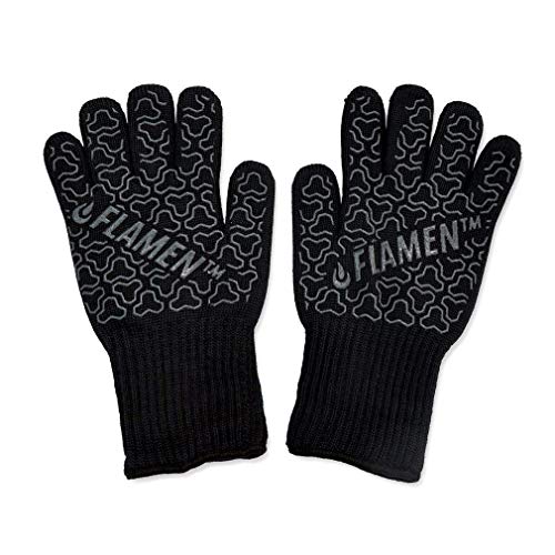 Product Cover BBQ Grill Cooking Gloves 932 °F 500°C Heat Resistant Oven Mitts 13 inch Long Extra Forearm Protection for Cooking, Grilling, Baking or Pot Holder (Black)