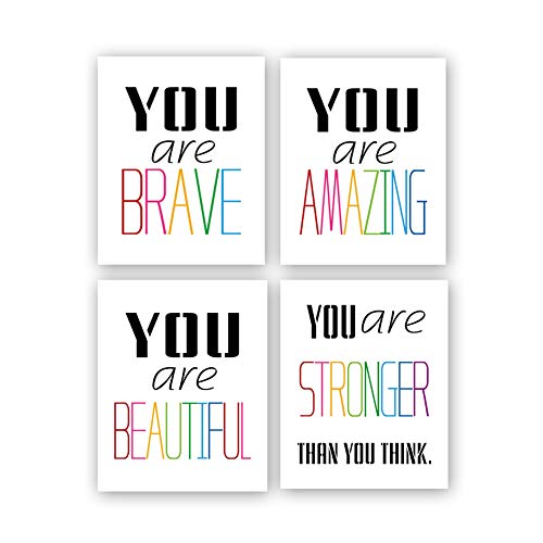 Product Cover Typography Watercolor Words Inspirational Quote&Saying Modern Art Print Set of 4 (8