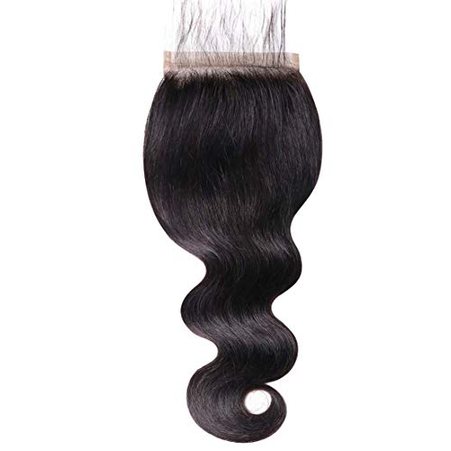 Product Cover UNice Hair Brazilian Body Wave 5x5 Lace Closure Free Part with Baby Hair, 100% Unprocessed Human Virgin Hair Natural Color (14'' Closure)