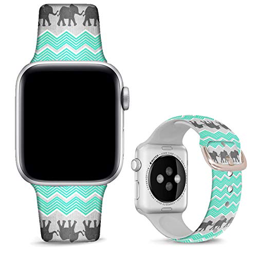 Product Cover DOO UC Floral Bands Compatible with iWatch 38mm/42mm/40mm/44mm, Floral Chevron Silicone Fadeless Pattern Printed Replacement Bands for iWatch Series 5/4/3/2/1, M/L for Women/Men