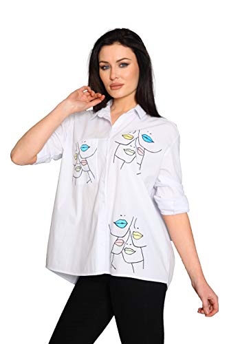 Product Cover PatiskhaLife Women's Long Sleeve Button Down Casual Cotton Shirts Large White