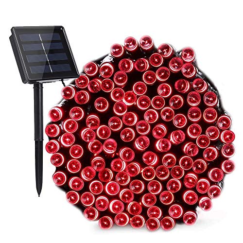 Product Cover Solar Christmas Lights Red Lights, 72ft 200 LED 8 Modes Solar String Lights, Waterproof Solar Fairy Lights for Garden, Patio, Home, Holiday, Party, Outdoor Christmas Decorations (Red)