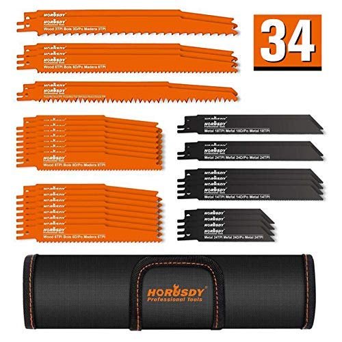 Product Cover HORUSDY 34-piece Metal Reciprocating Saw Blade Set & Wood Pruning Reciprocating Saw Blades, Saw Blades