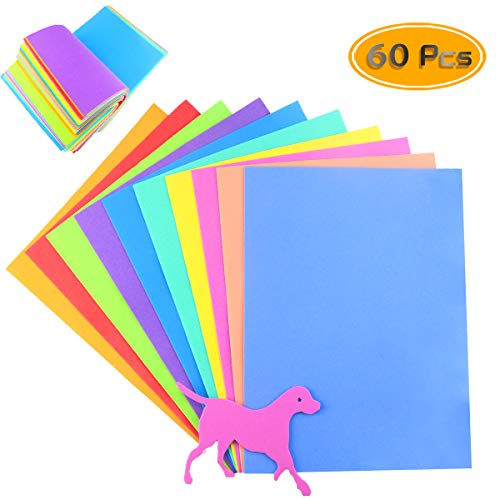 Product Cover BcPowr 60PCS EVA Craft Foam Sheets, Foamie Sheets Rainbow Foam Handicraft Sheets Colorful Crafting Sponge For Arts DIY Projects, Classroom, Scrapbooking, Parties(10Color, 11