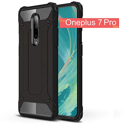 Product Cover Oneplus 7 Pro Case,Osophter Dual Layer Cases Hard PC Hybrid Anti-Scratch Full Protective Cell Phone Cover for One Plus 7 Pro(Black)
