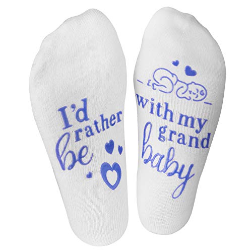 Product Cover I'd Rather Be With My Grandbaby Non Slip Grip Socks - Announcement Gift for New Grandma & Expecting Grandparents
