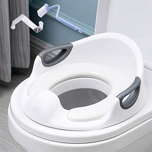 Product Cover Potty Training Seat for Baby Kids Toddlers Toilet Potty Training Seat for Boys and Girls with Detachable Soft Cushion Anti-Slip Rubber Grip Sturdy Handle and Backrest