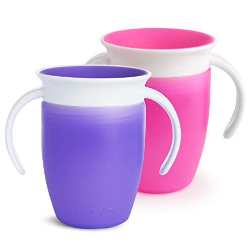 Product Cover Munchkin Miracle 360 Trainer Cup, Pink/Purple, 7 oz, 2 Count