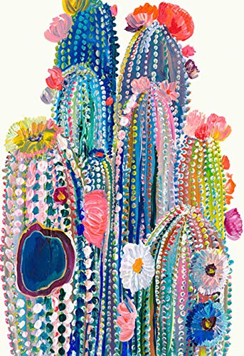 Product Cover DIY 5D Diamond Painting Kit, BENBO 15.8x11.8In Round Full Drill Colorful Cacti Diamond Painting by Numbers Diamond Embroidery Kit Cross Stitch Rhinestone Embroidery Pictures Arts Craft for Adults