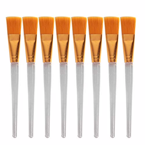 Product Cover SBYURE Pack of 10 Facial Mask Application Brushes Soft Synthetic Brushes with Clear Plastic Handle for Face Mask Application, Body Butter Applicator Tools (Gold with Yellow Brush)