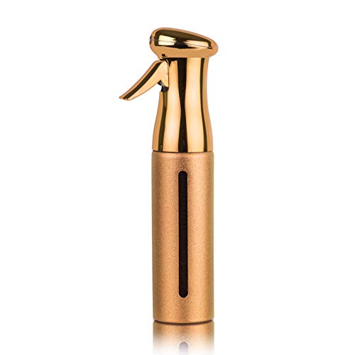 Product Cover Salon Style Flairosol Hair Spray Bottle (10oz) Patent - 360 Ultra Fine Water - Continuous Aerosol Free Trigger Mist Sprayer Bottle by Beautify Beauties (Gold)