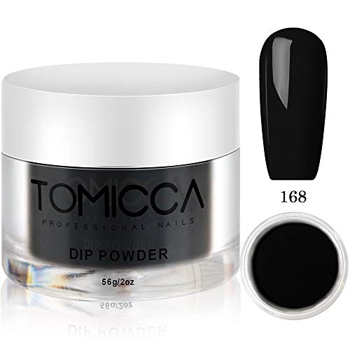 Product Cover Tomicca Nail Dip Powder, 2 oz, 56g, Elegant Black Colors, Natural Dry Long Lasting Without UV/LED Lamp Cured (168) dip Manicure