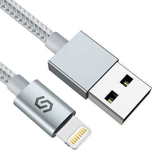 Product Cover Syncwire iPhone Charger Lightning Cable 6ft [Apple MFI Certified] Nylon-Braided High-Speed Sync&Charging Cord for iPhone 11/Xs Max/Xs/XR/X, 8 7 6s 6 Plus, SE 5S 5C 5, iPad, iPod & More - Silver
