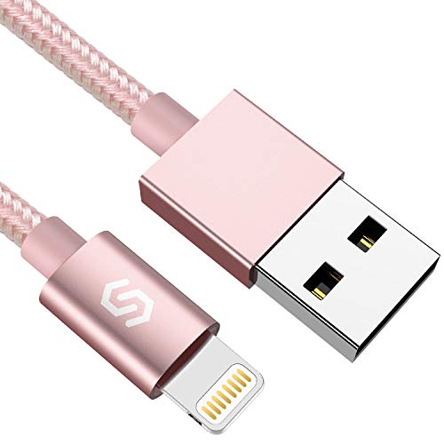 Product Cover Syncwire iPhone Charger Lightning Cable 3.3Ft, [Apple MFi Certified] Nylon-Braided High-Speed Sync&Charging Cord for iPhone 11/XS Max/XS/XR/X, 8 7 6S 6 Plus, SE 5S 5C 5, Ipad, iPod & More - Rose Gold