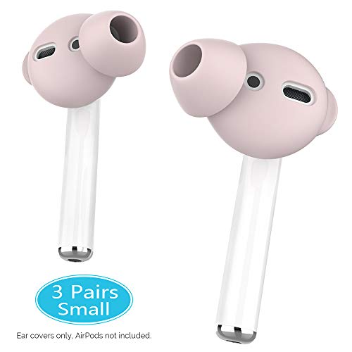 Product Cover AhaStyle 3 Pairs Earbuds Cover Anti-Slip Ear Tips Silicone Compatible with Apple AirPods 2 & 1 or EarPods-【Not Fit in The Charging Case】(3 Pairs Small, Pink)
