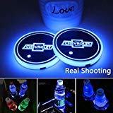 Product Cover 2pcs LED Car Cup Holder Lights for Chevrolet, 7 Colors Changing USB Charging Mat Luminescent Cup Pad,Chevrolet Classic Retro Style