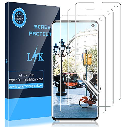 Product Cover LK [3 Pack] Screen Protector for Samsung Galaxy S10, (Ultrasonic Fingerprint Compatible) (Flexible Film) HD Clear, Anti-Scratch, Bubble Free