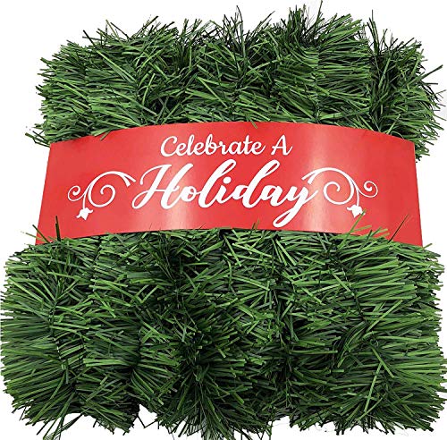Product Cover 50 Foot Garland for Christmas Decorations - Non-Lit Soft Green Holiday Decor for Outdoor or Indoor Use - Premium Quality Home Garden Artificial Greenery, or Wedding Party Decorations (Pack of 1)
