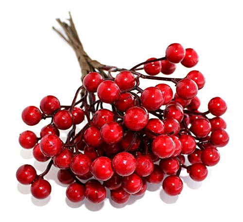 Product Cover Artificial Berries Red Pip Berry Stems Spray for DIY Crafts - Wreath, Garland, Christmas Ornaments Decoration - Decorative Winter Floral Picks for Craft Decorations/Home Holiday Decor Clearance Sale