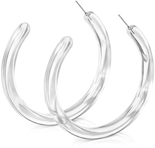 Product Cover Benevolence LA Lucite Earrings - Resin Earrings - Acrylic Earrings - Clear Resin Hoops - Hypoallergenic No Itch Acrylic Earrings for Women Acrylic Hoop Earrings Resin Hoop Earrings Celebrity Approved