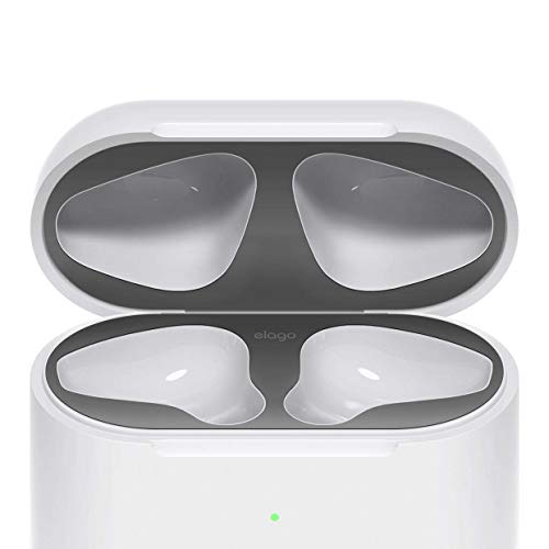 Product Cover elago AirPods 2 Dust Guard (Matte Space Grey, 1 Set) Dust-Proof Metal Cover, Luxurious Finish, Watch Installation Video - Compatible with Apple AirPods 2 Wireless Charging Case [US Patent Registered]