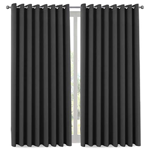 Product Cover Thermal Insulated Blackout Patio Door Drapery, Noise Reducing Performance Grommet Slider Curtain Panel, Room Divider Curtains 84 Inch Length (1 Panel, 7' Tall by 8.5' Wide, Charcoal Gray)