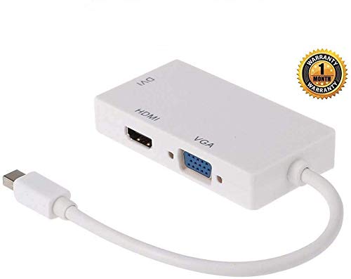 Product Cover EDIO 2 Ezone3 In1 Mini Display Port Thunderbolt to HDMI/DVI/VGA Display Port (Cable) Adapter for MacBook, Microsoft Surface Pro & Pro 2,3 (White)