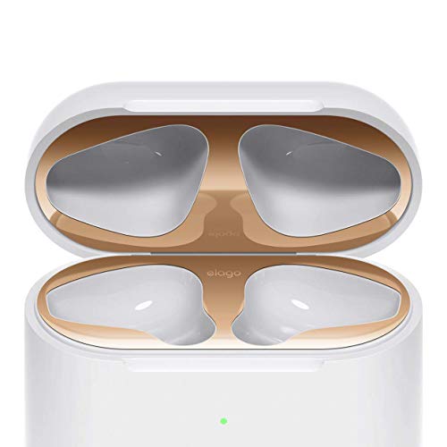 Product Cover elago AirPods 2 Dust Guard (Rose Gold, 1 Set) Dust-Proof Metal Cover, Luxurious Finish, Must Watch Installation Video - Compatible with Apple AirPods 2 Wireless Charging Case [US Patent Registered]