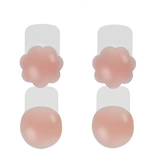 Product Cover Nipple Covers 2 Pairs 4 Inch Invisible Breast Lift Pasties Reusable Silicone Breast Petals Adhesive Waterproof Nipplecover for Women
