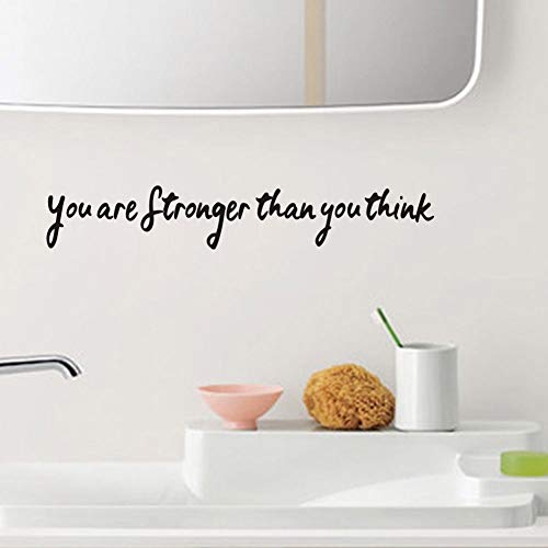 Product Cover TOARTi You are Stronger Than You Think Large Mirror Sticker, Inspirational Lettering Wall Sticker,(Black) Motivational Quote Mural Art Wall Vinyl Decal