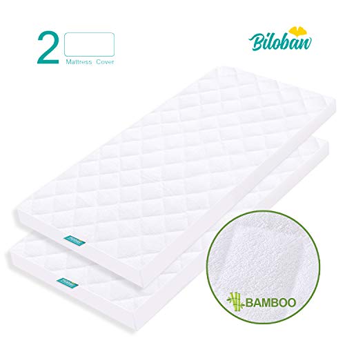 Product Cover Bassinet Mattress Pad Cover, Waterproof, Fits for All Mainstream Bassinet Mattress - Rectangle,Hourglass,Oval, 2 Pack, Ultra Soft Bamboo Fleece Surface, Washer & Dryer
