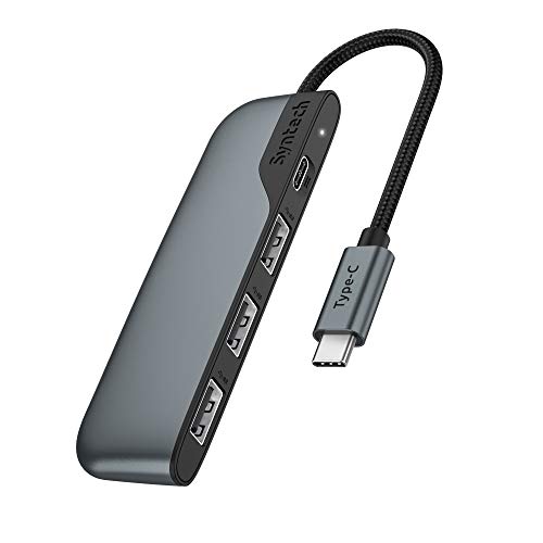 Product Cover (Latest Model) USB C Hub, 4-in-1 USB C to USB Adapter with Type-C Charging, Thunderbolt 3 Multiport Adapter Compatible with MacBook Pro 2019/2018/2017,MacBook Air 2018,iPad Pro 2,Surface Go-Space Gray