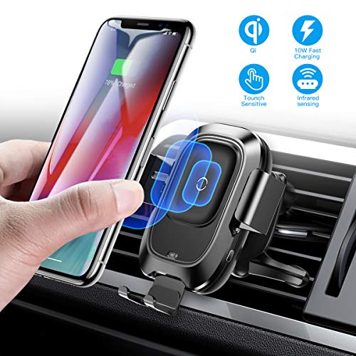 Product Cover Baseus Wireless Car Charger Mount, 10w Automatic Clamping Air Vent Qi Fast Charging Car Phone Holder Compatible with iPhone Xs/Xs Max/XR/X, Galaxy Note 9/ S9/ S9+ & Other Qi-Enabled 4.7-6.5Inch