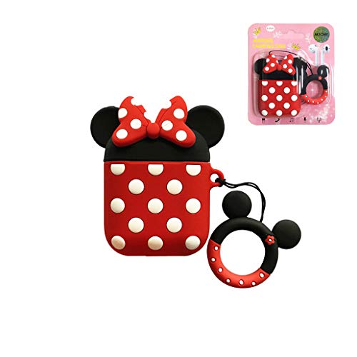 Product Cover Airpods Case, AKXOMY Cute Cartoon Minnie Mouse Airpods Case, Charging Drop-Proof Silicone Protective Case Cover for Apple Airpods (Minnie)