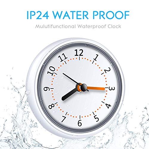 Product Cover LXSZRPH Mini Shower Clock Waterproof IP24 Wall Clock Suction Cup Bathroom Clock Acrylic Face Suction Clock for Shower Washroom Kitchen (1pack)