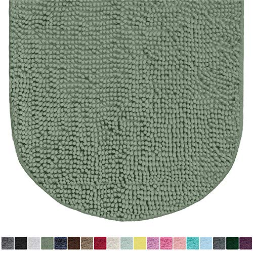 Product Cover Gorilla Grip Original Luxury Chenille Oval Bath Rug Mat, 42x24, Extra Soft and Absorbent Large Shaggy Bathroom Rugs, Machine Wash Dry, Plush Carpet Mats for Tub, Shower, and Bath Room, Sage Green