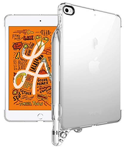 Product Cover iPad Mini 5 Clear Case, Poetic Flexible Soft Transparent TPU Clear Back Cover with Pencil Holder, Compatible with Apple Smart Cover, Lumos, for Apple iPad Mini 5, Crystal Clear