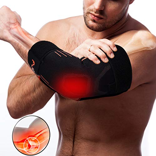 Product Cover Elbow Brace for Weightlifting Compression, Comfortable and Adjustable Elbow Support for Tendonitis and Arthritis - Elbow Sleeves Reduce Tennis Elbow and Golfers Elbow Pain Relief - Pair