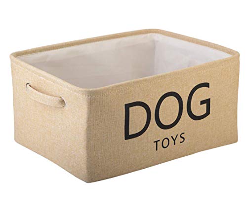 Product Cover Pethiy Canvas Dog Toy Basket Basket with Handles for Clothes Storage for Dogs Toy Storage，Toy bin，Dog Toy bin，Pet Toy and Accessory Storage Bin-Beige
