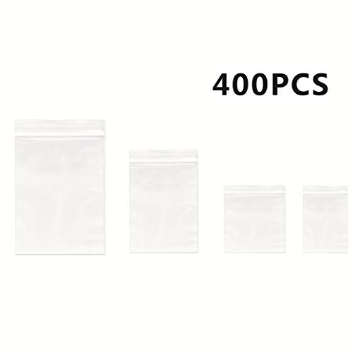 Product Cover 400Pcs 2Mil Small Clear Plastic Reclosable Zipper Poly Ziplock Storage Bags for Cookies Cards 4 Size: 100 Bags Per Size - 1.5 x 2, 2 x 2, 2 x 3, 3 x 4-inch