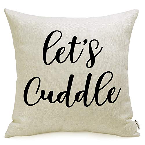 Product Cover Meekio Farmhouse Pillow Covers with Let's Cuddle Quote 18 x 18 Inch for Farmhouse Bedding Décor