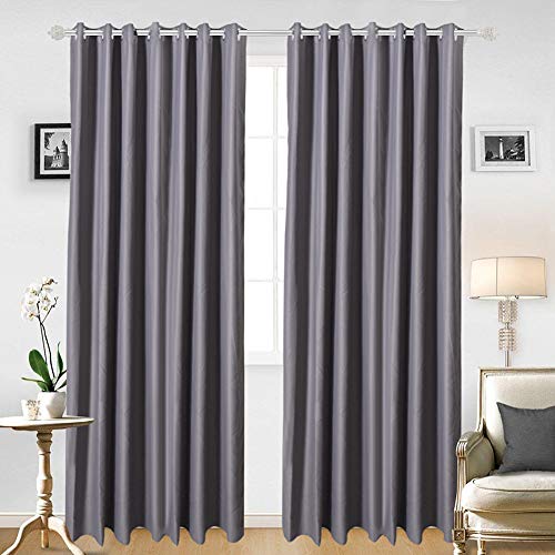Product Cover JRing Blackout Curtain Window Curtain Panels Soft Fabric Thermal Insulated Drapes with Grommets for Living Room 2 Panels (Grey, 52W84L)